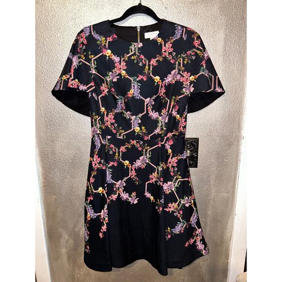 Ted Baker London Vianna Romcom Wedding Floral Short Sleeve Fit & Flare Dress - Picture 1 of 9